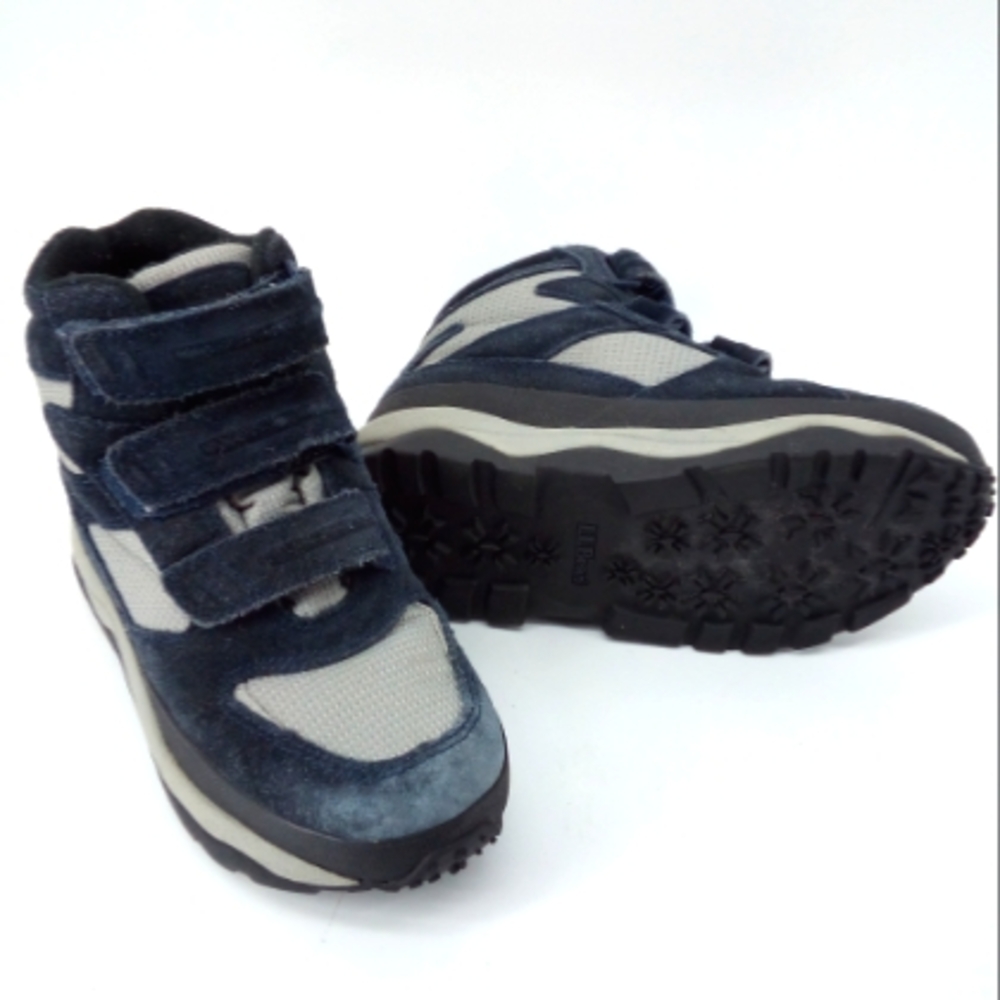 L.L. Bean Snow Boots Suede Leather Navy Blue Gray 6 M Skiing Slopes Vacation